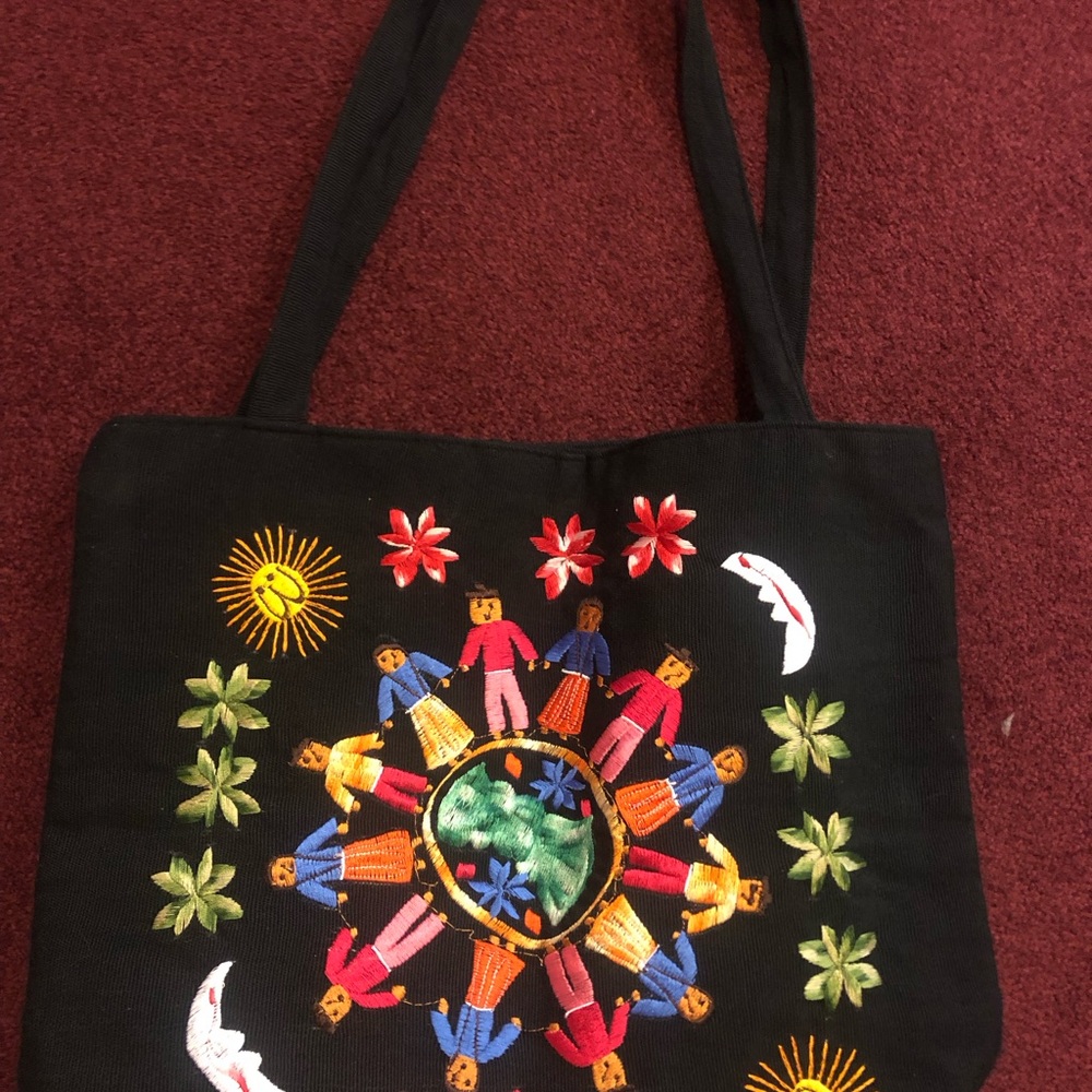 Colorful Embroidered Tote Bag